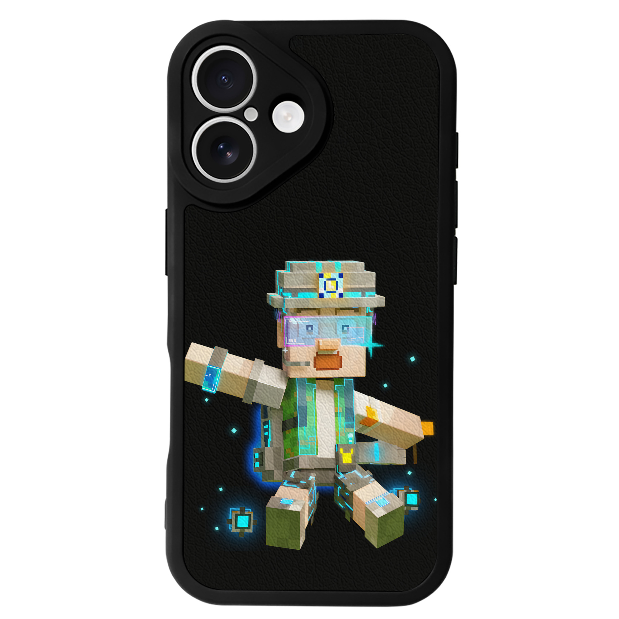 （画像用） マインクラフト ブロックの世界 Minecraft MC Block world 【iPhone 16シリーズ対応】シリコンスマホケース（レザー調） 材質：シリコン